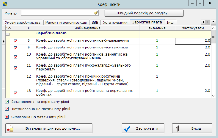 Рис. 3 Настройка коэффициентов к заработной плате в соответствии с п.5 Постановления № 1512